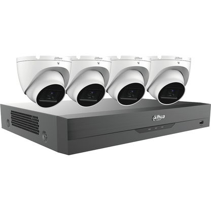 Dahua 5MP IP67 AI Audio HDCVI Eyeball Cameras+4CH DVR SecuritySystem 2.8 mm Lens