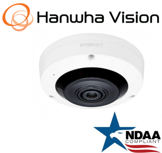 Hanwha Techwin XNF-8010RW 6MP IR Fisheye IP Security Camera 1.6mm Fixed Lens