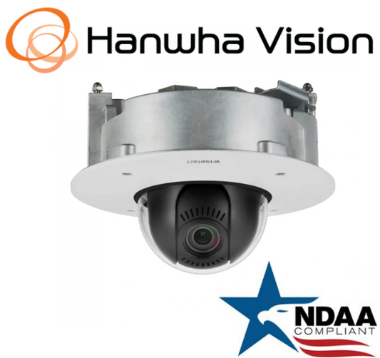 Hanwha Techwin  XND-6081FZ 2MP IP Flush Mount Security Dome Camera 2.8-12mm Lens