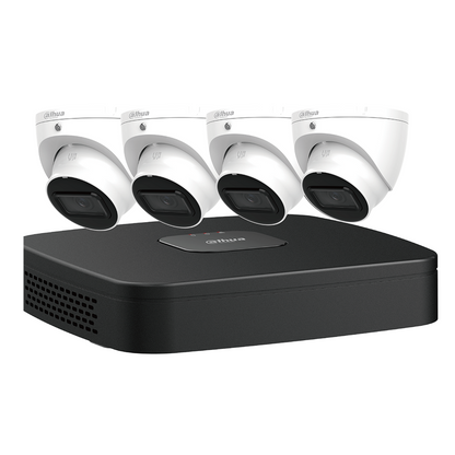 Dahua 4MP IP67 PoE IP E-VU Eyeball Cameras+4-Ch NVR Security System Kit 2.8 mm