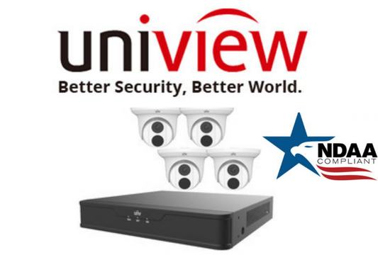 Uniview EK-S31P4T44T1 NDAA 4 x 4MP Turret IP Camera + 4-Ch 4K NVR + 1TB HDD Security Kit