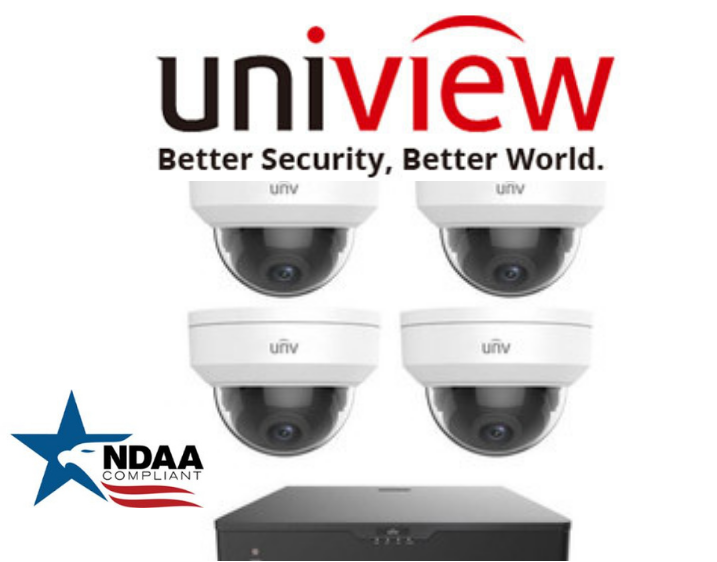 Uniview EK-S31P4D44T1 NDAA 4 x 4MP Dome IP Camera + 4K NVR + 1TB HDD Security Kit