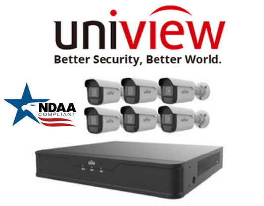 UNV IP67 PoE 6x4MP NDAA Audio Cameras+8-Ch+4K NVR Uniview Network Security kit