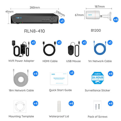 Reolink 2TB 8CH NVR 12MP POE 2-Way Audio Person Detection Security Camera System