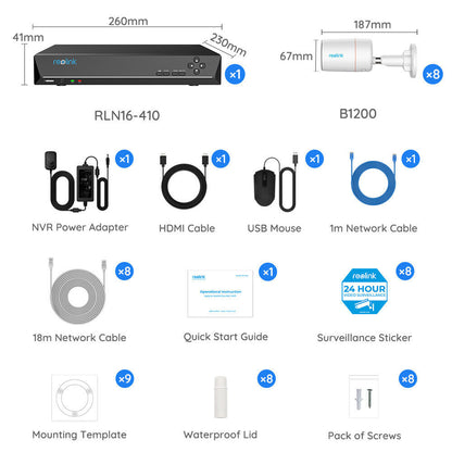 Reolink 12MP Ultra HD PoE H.265 16CH NVR with 4TB HDD Security Camera System