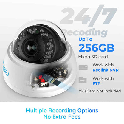 Reolink 4K PoE 8MP 5X Zoom Dome IP Vandal-Proof Audio Recording Security Camera