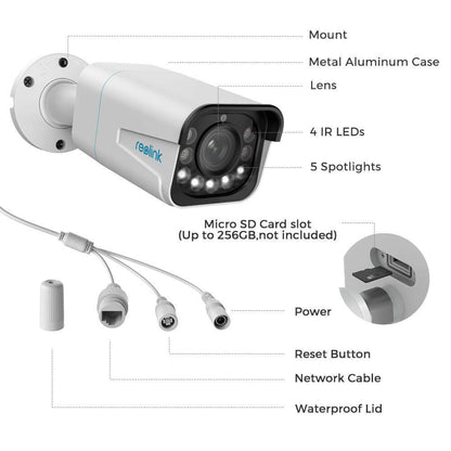 Reolink 4K 8MP PoE IP 5X Optical Zoom 2-Way Audio Spotlight Security Camera