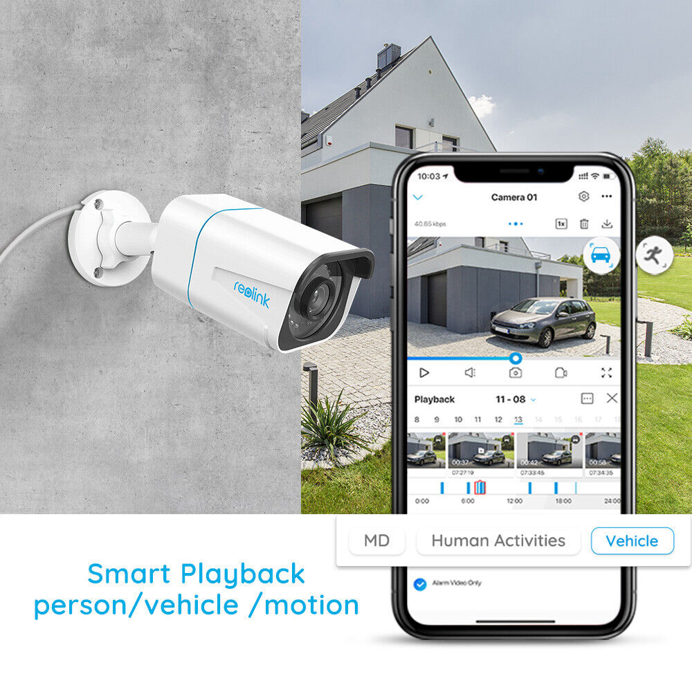 Reolink IP PoE Bullet 4K Ultra HD Smart Person/Vehicle Alerts Security Camera