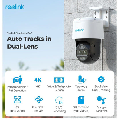 Reolink 4K 8MP HD Dual-Lens PTZ IP PoE Dual View Motion Tracking Security Camera